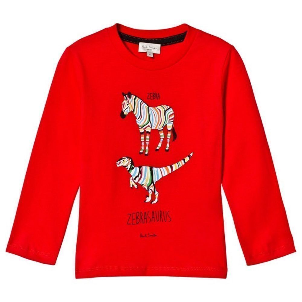 Paul Smith Junior Zebrasaurus Red Cotton Long Sleeved Tee Size 12A